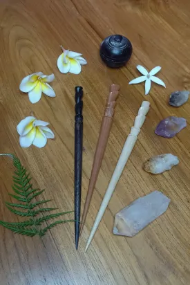 Carved Wooden Hair Sticks