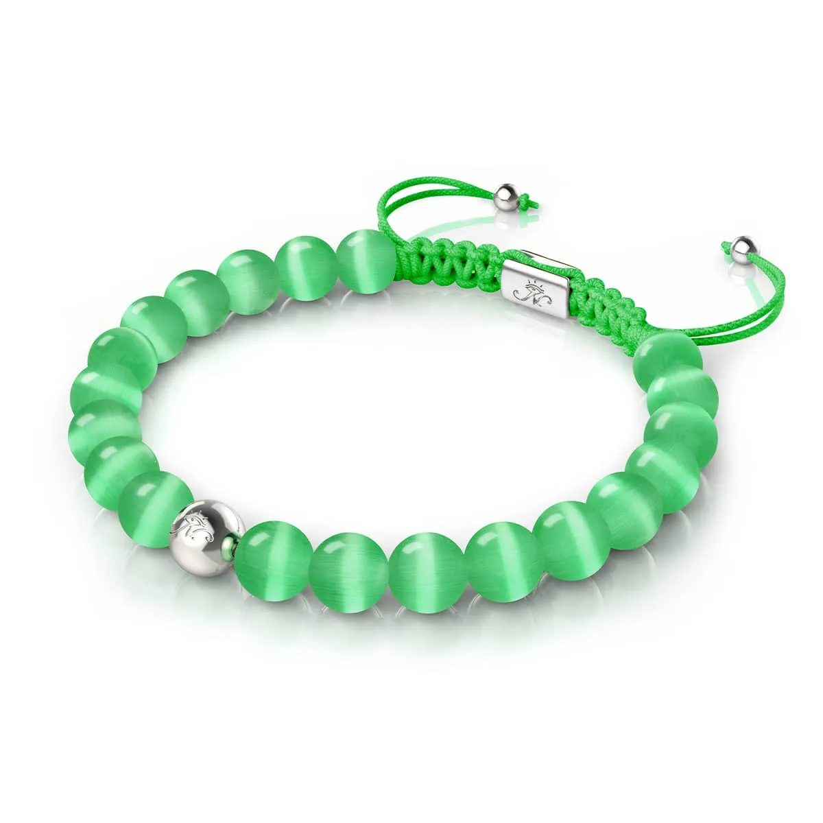 Celadon | Silver | Cheshire Glass Macrame Bracelet