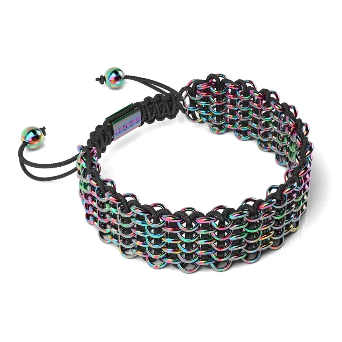 Chameleon Links | Deluxe Kismet Bracelet | Black x Unicorn Silver