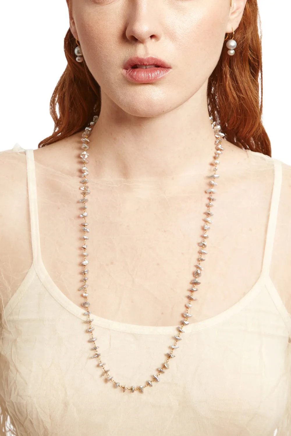 Chan Luu Nami Necklace in Grey Pearl