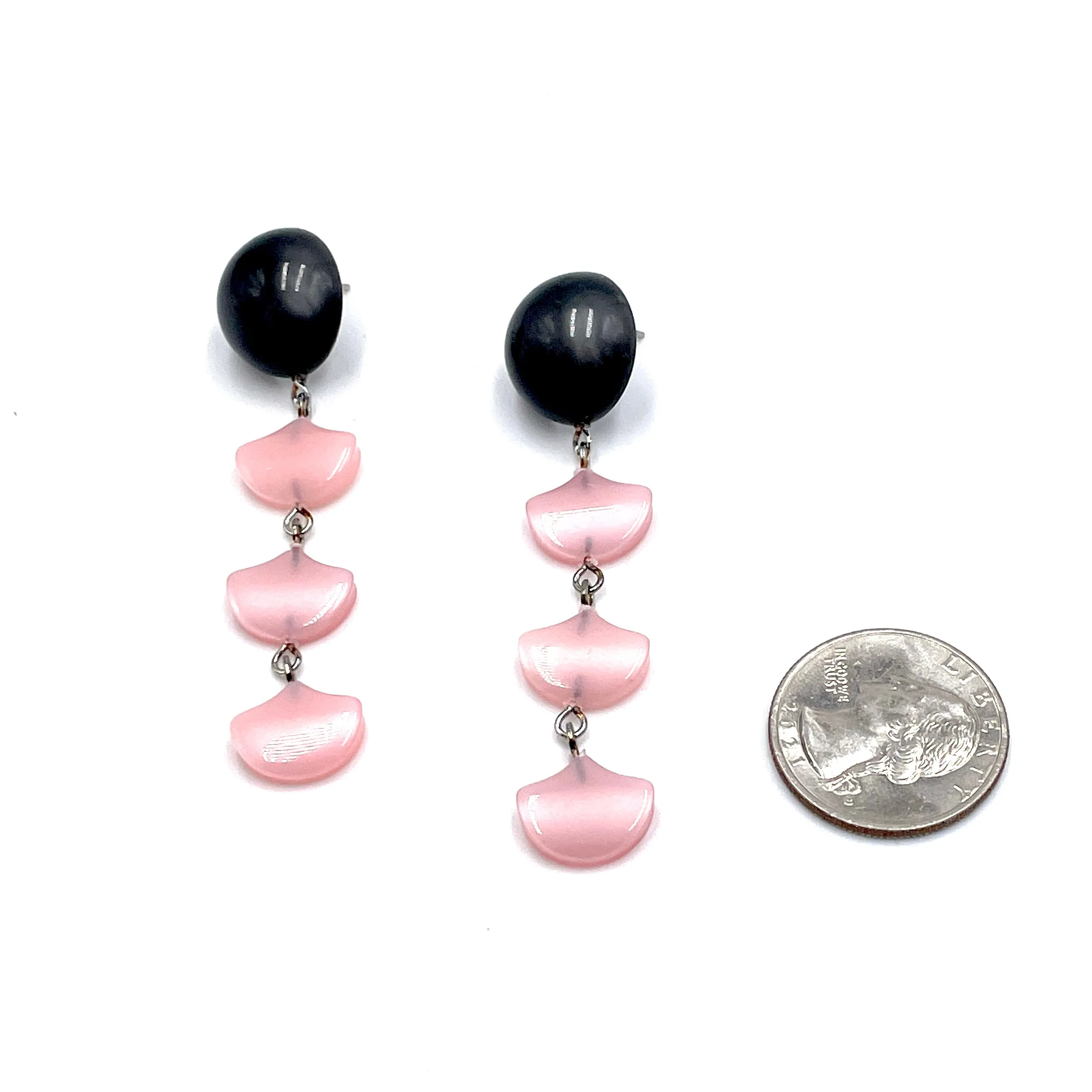 Charcoal & Pink Moonglow Drip Statement Earrings