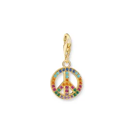 Charm Pendant peace with colourful stones gold