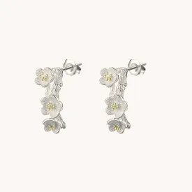 Cherry Blossom Silver Stud Earrings