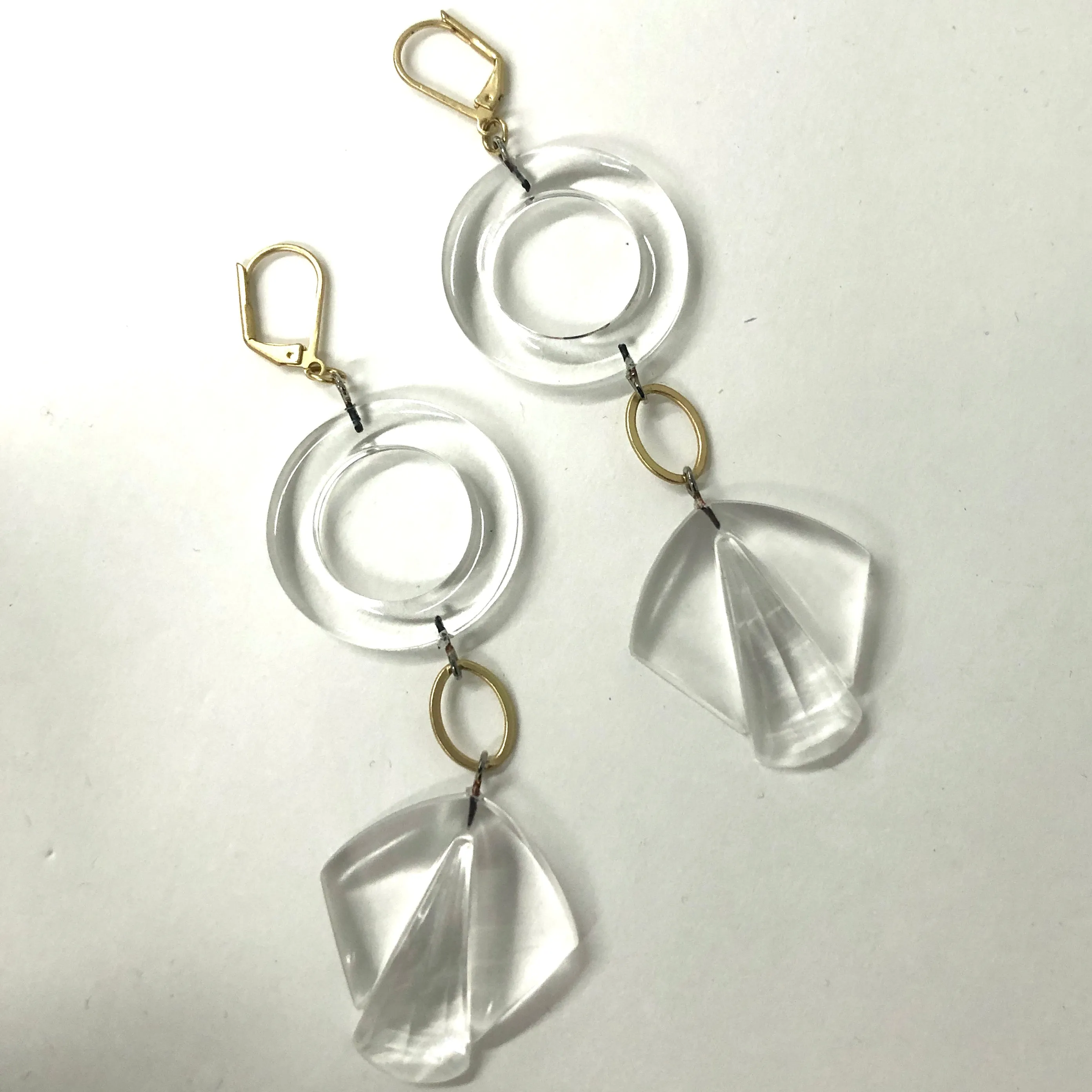 Clear Deco Curtain Loop Statement Drop Earrings