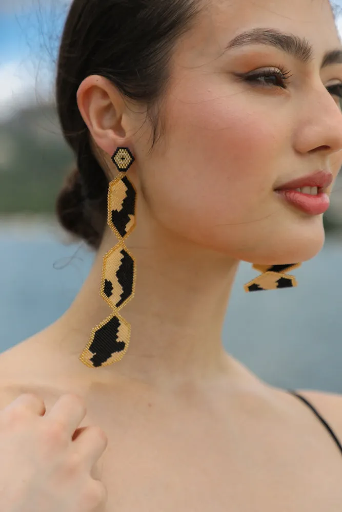 Cowhide Print Long Earrings