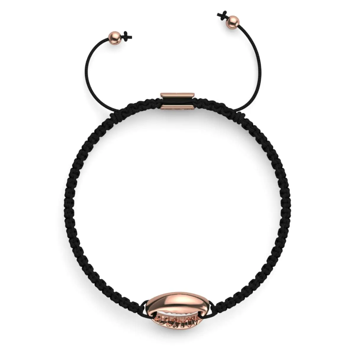 Cowrie Shell Black Macrame Bracelet | .925 Sterling Silver Rose Gold Vermeil