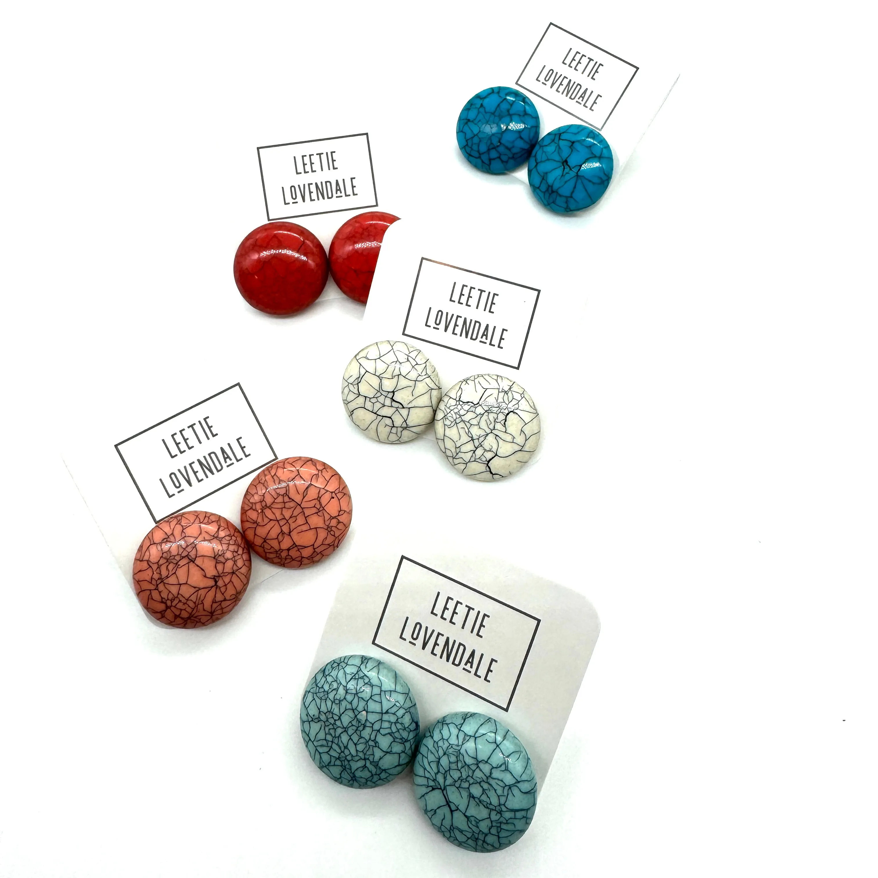 Crackle Retro Button Stud Earrings