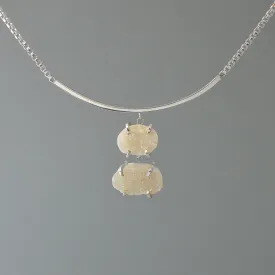 CREAM DRUZY PENDANT AND BAR SILVER NECKLACE