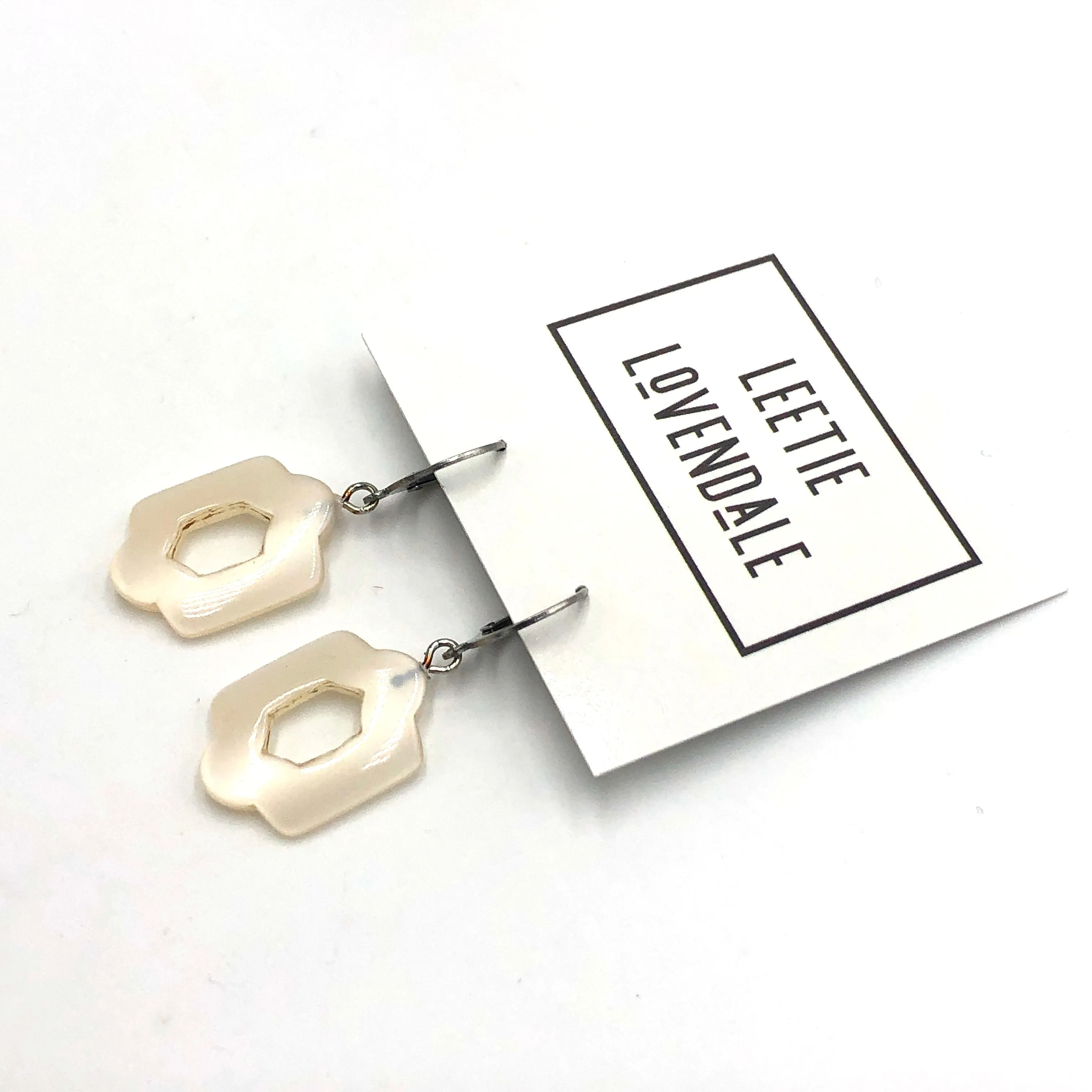 Cream Lattice Moonglow Cuff Drop Earrings *