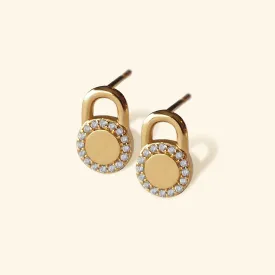 Crystal Circle Lock Stud Earrings