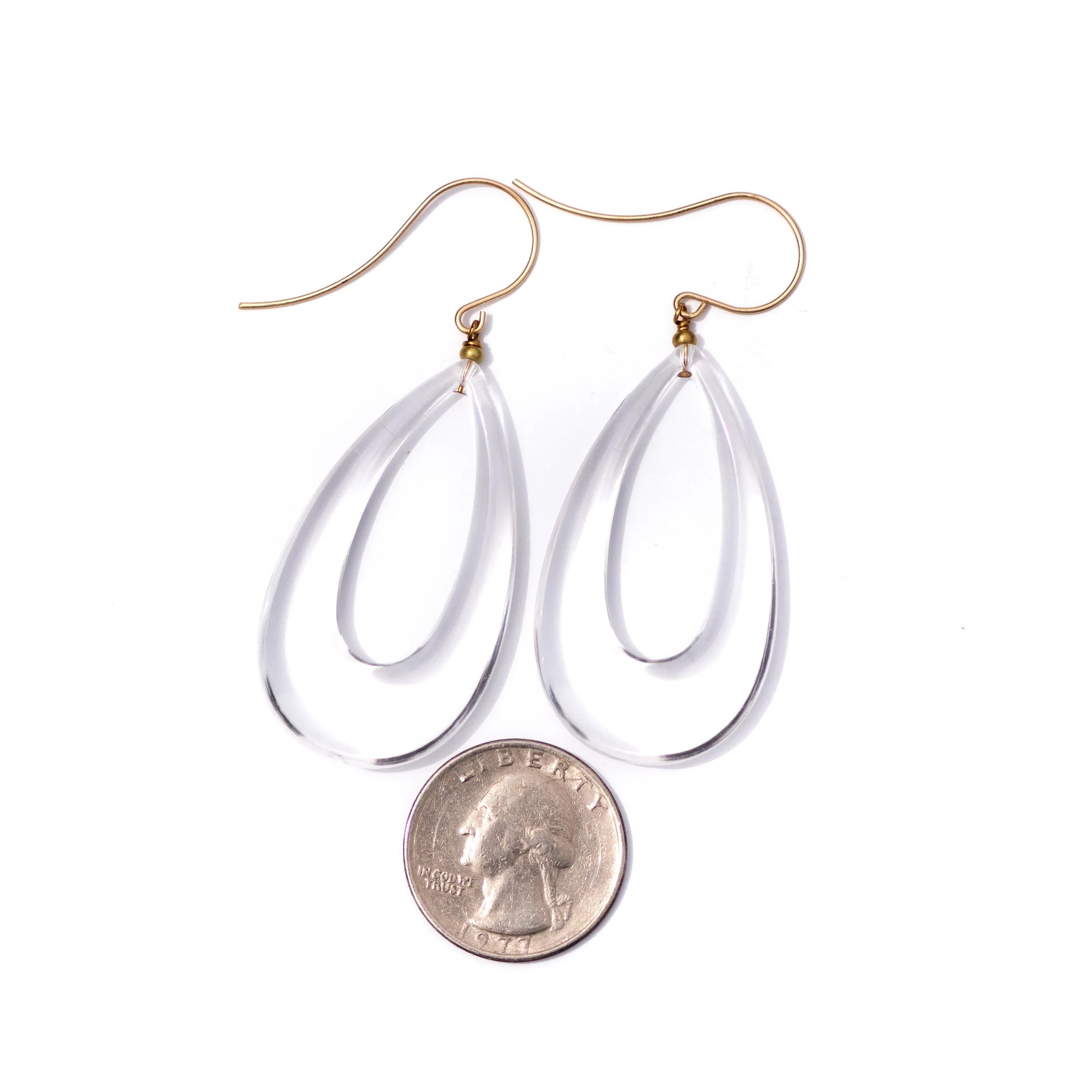 Crystal Clear Lucite Teardrop Hoop Drop Earrings