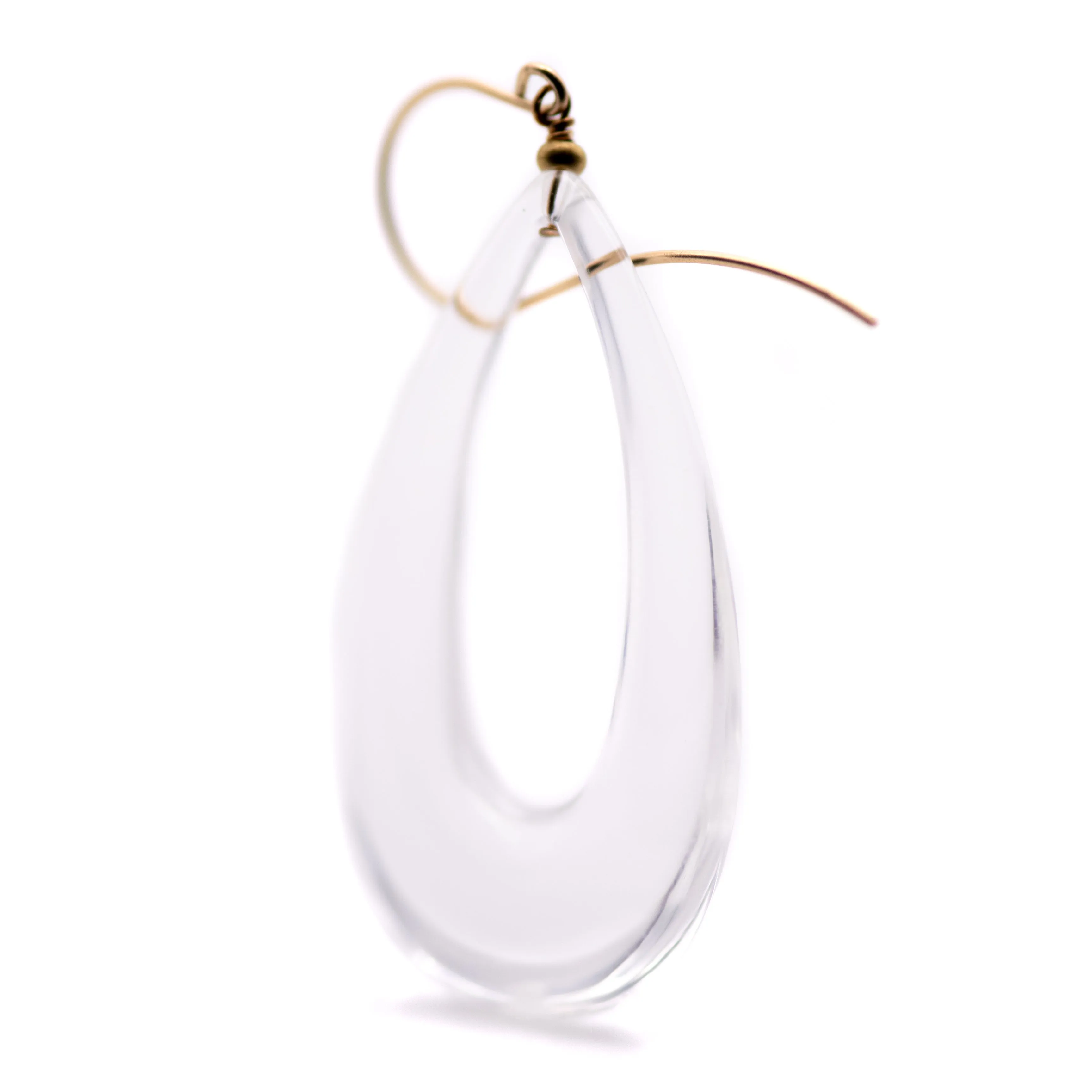 Crystal Clear Lucite Teardrop Hoop Drop Earrings