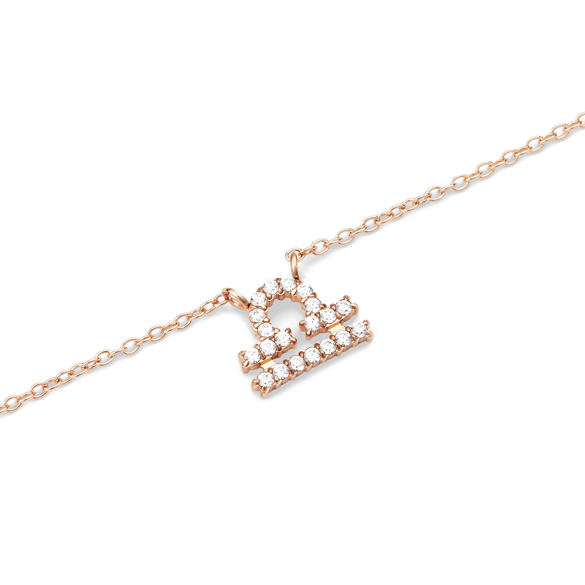 Crystal Zodiac Chain Necklace Rose Gold