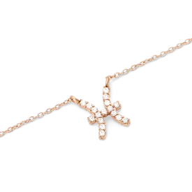 Crystal Zodiac Chain Necklace Rose Gold