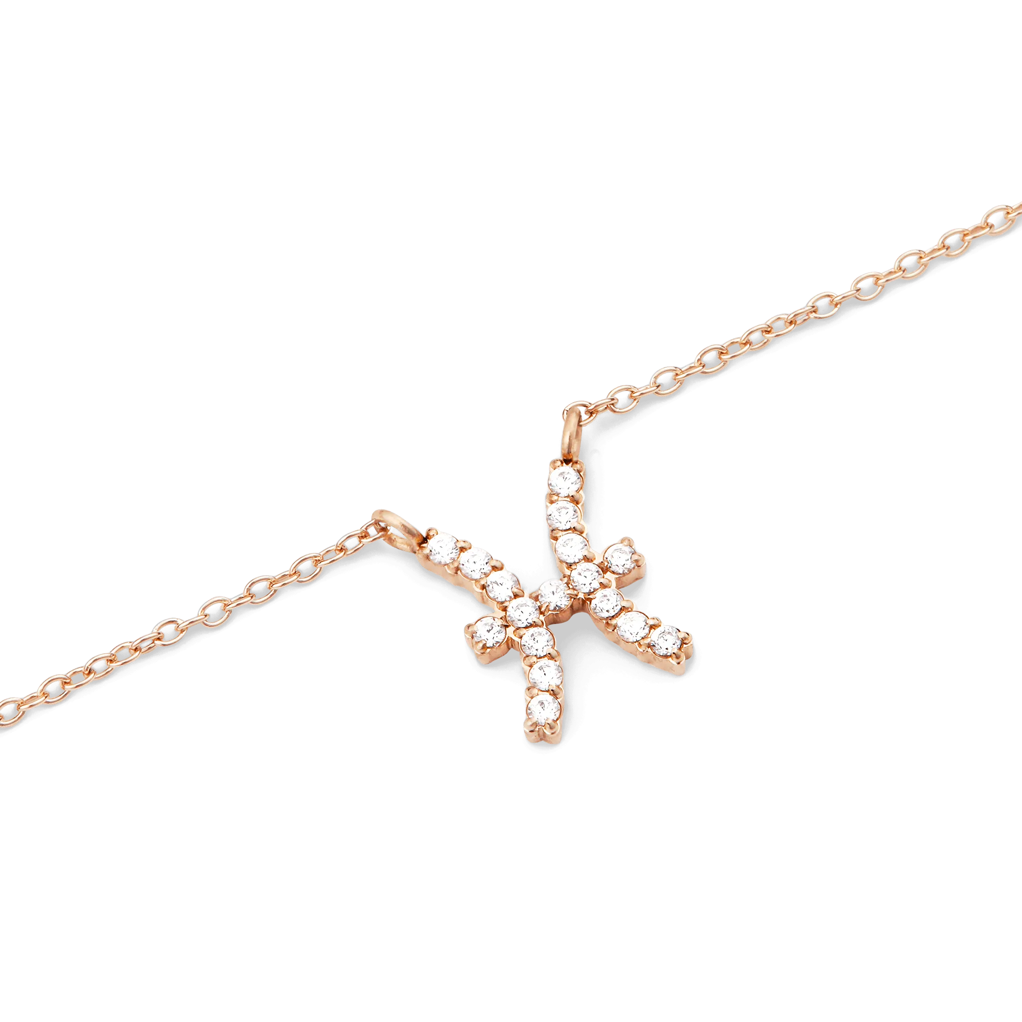 Crystal Zodiac Chain Necklace Rose Gold