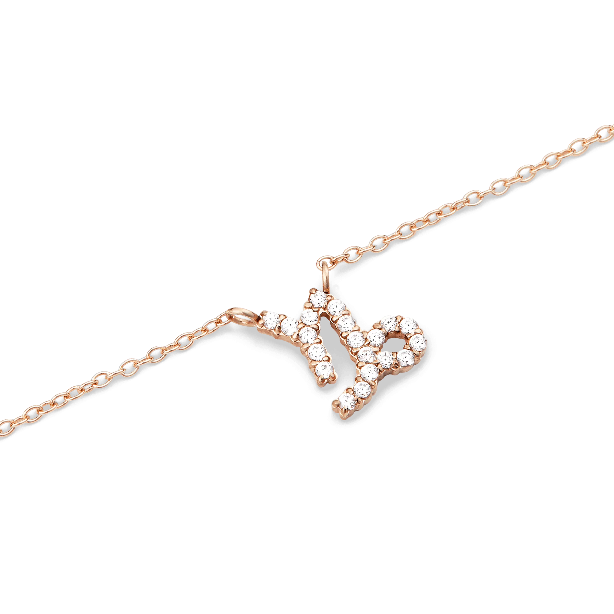 Crystal Zodiac Chain Necklace Rose Gold