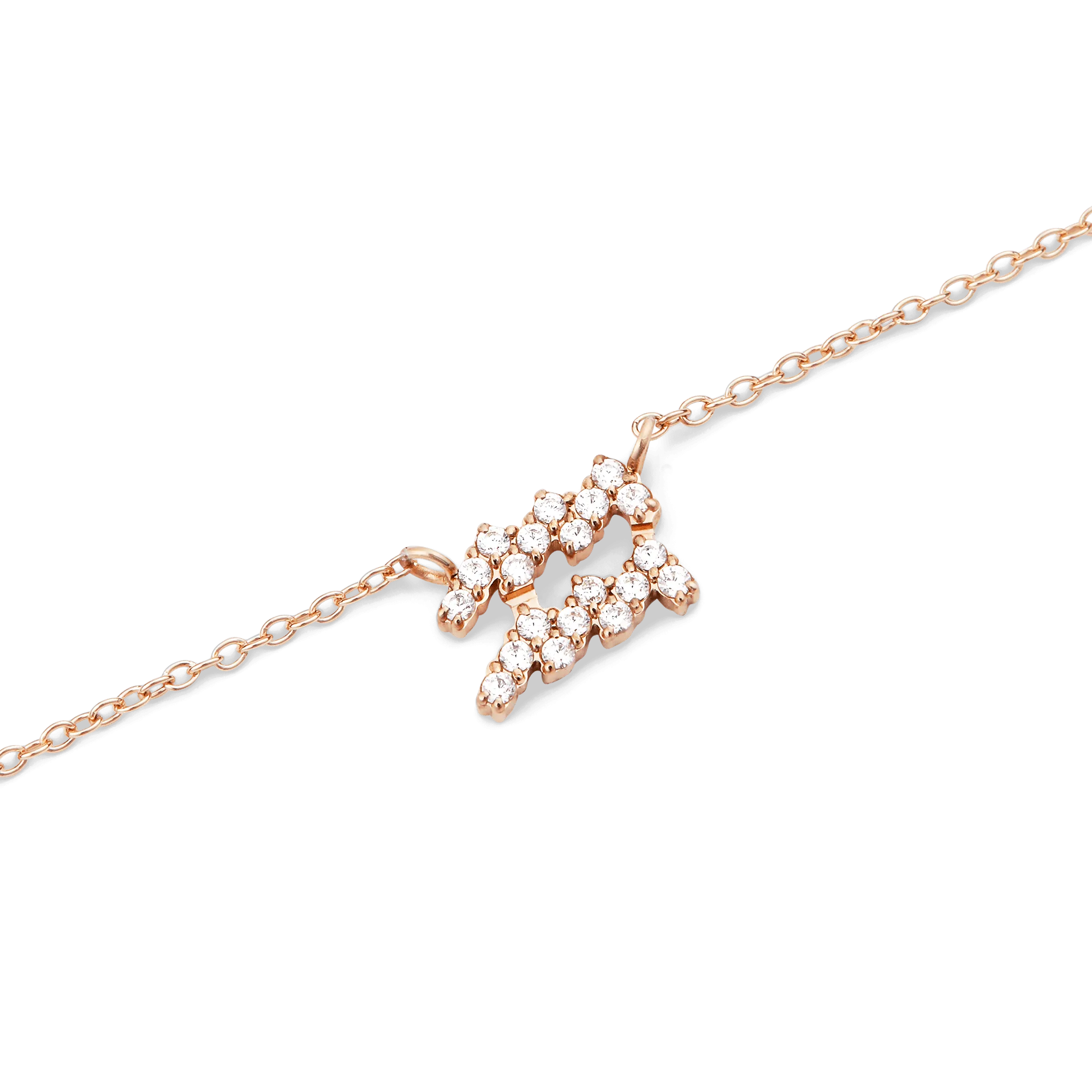 Crystal Zodiac Chain Necklace Rose Gold