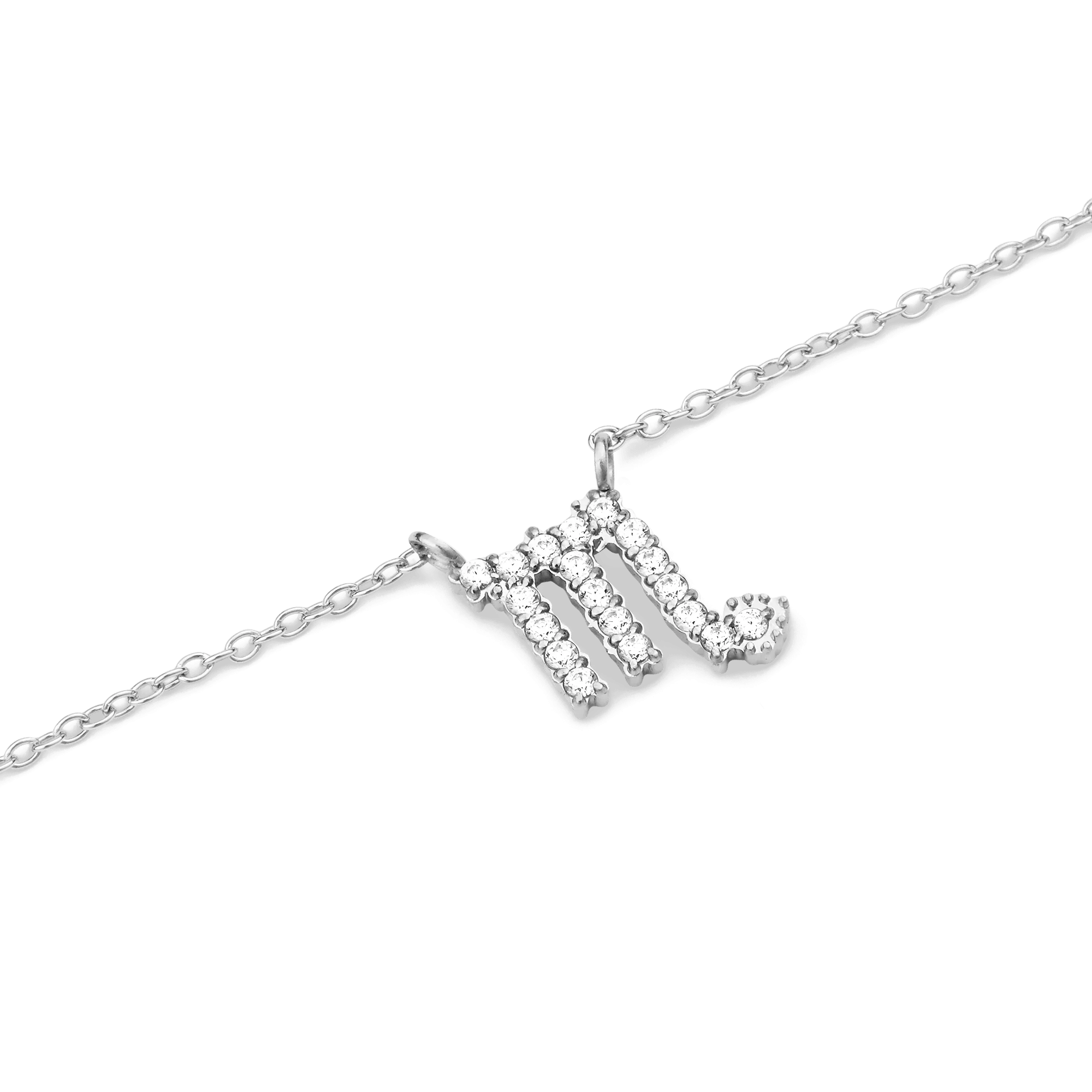 Crystal Zodiac Chain Necklace Silver