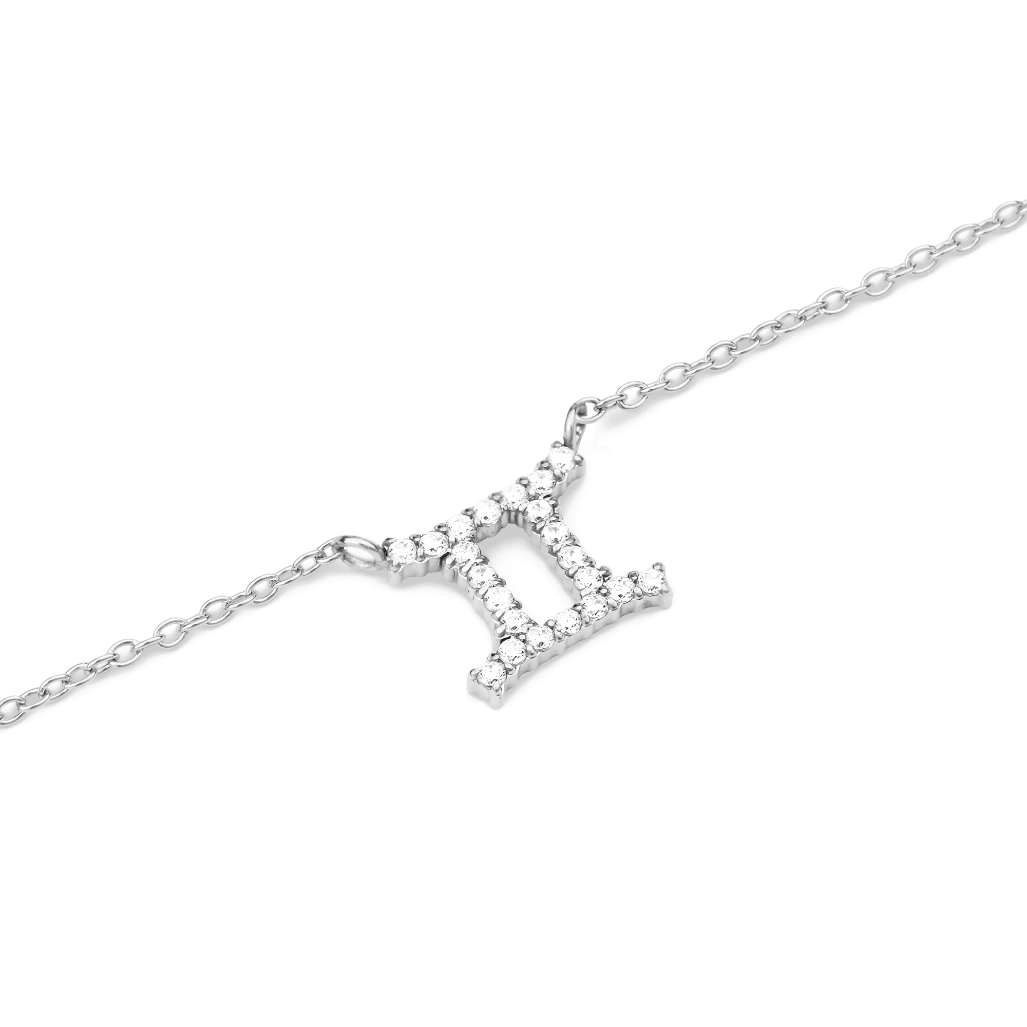 Crystal Zodiac Chain Necklace Silver