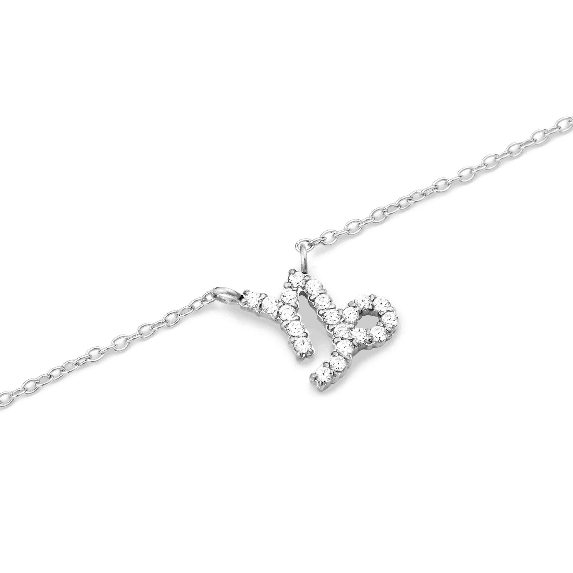 Crystal Zodiac Chain Necklace Silver