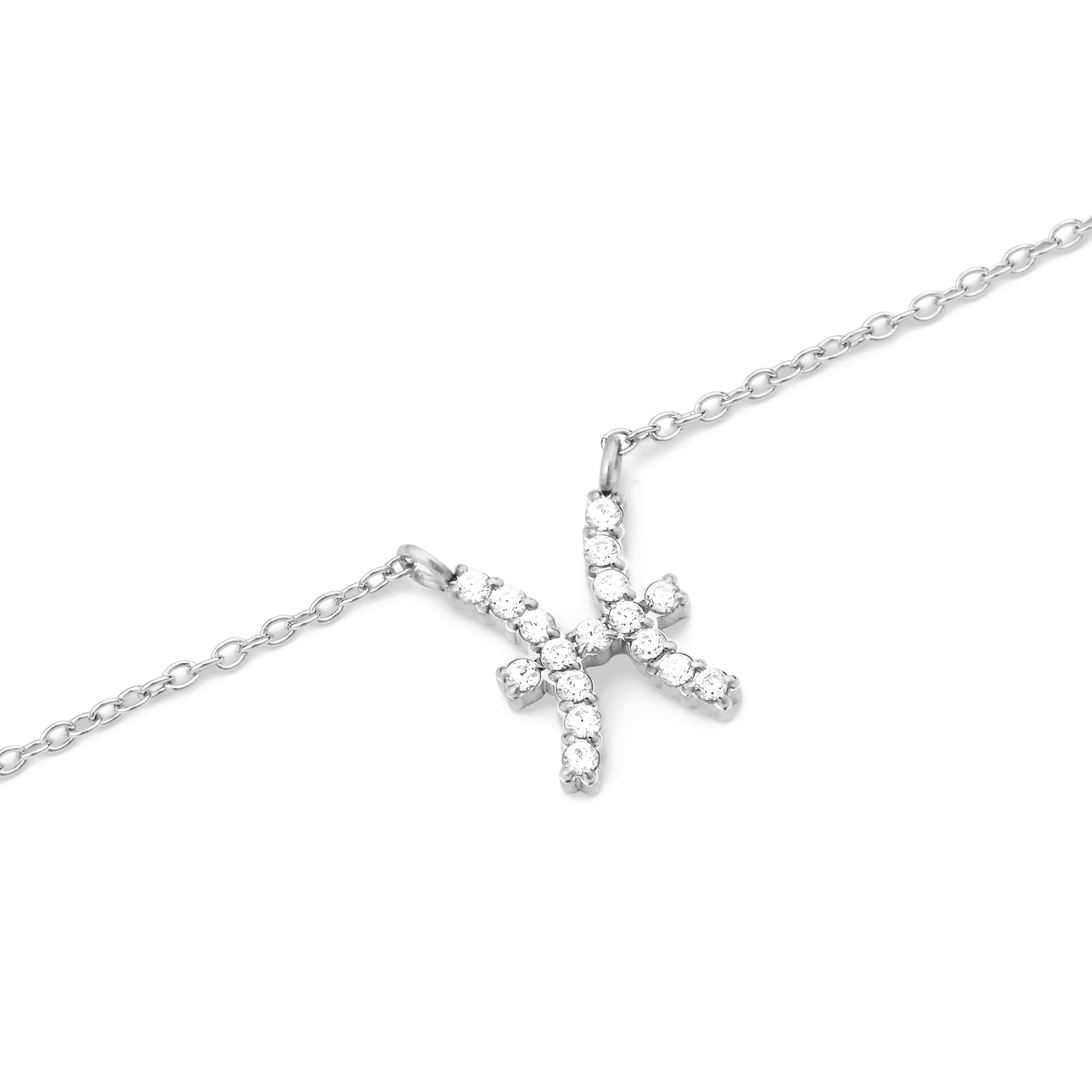 Crystal Zodiac Chain Necklace Silver