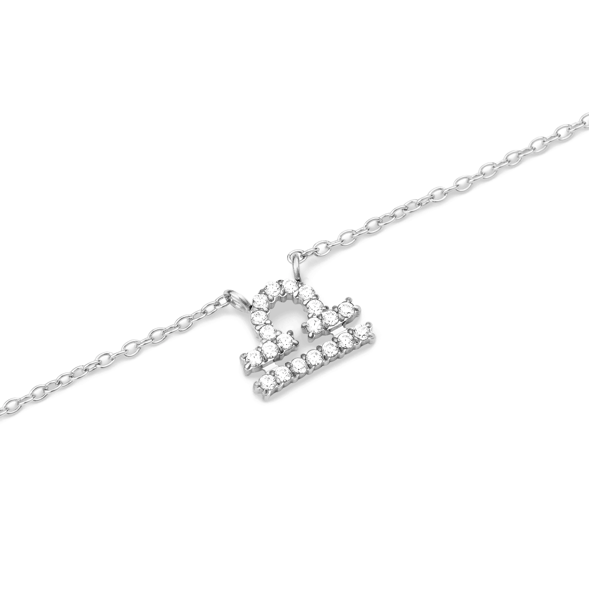 Crystal Zodiac Chain Necklace Silver