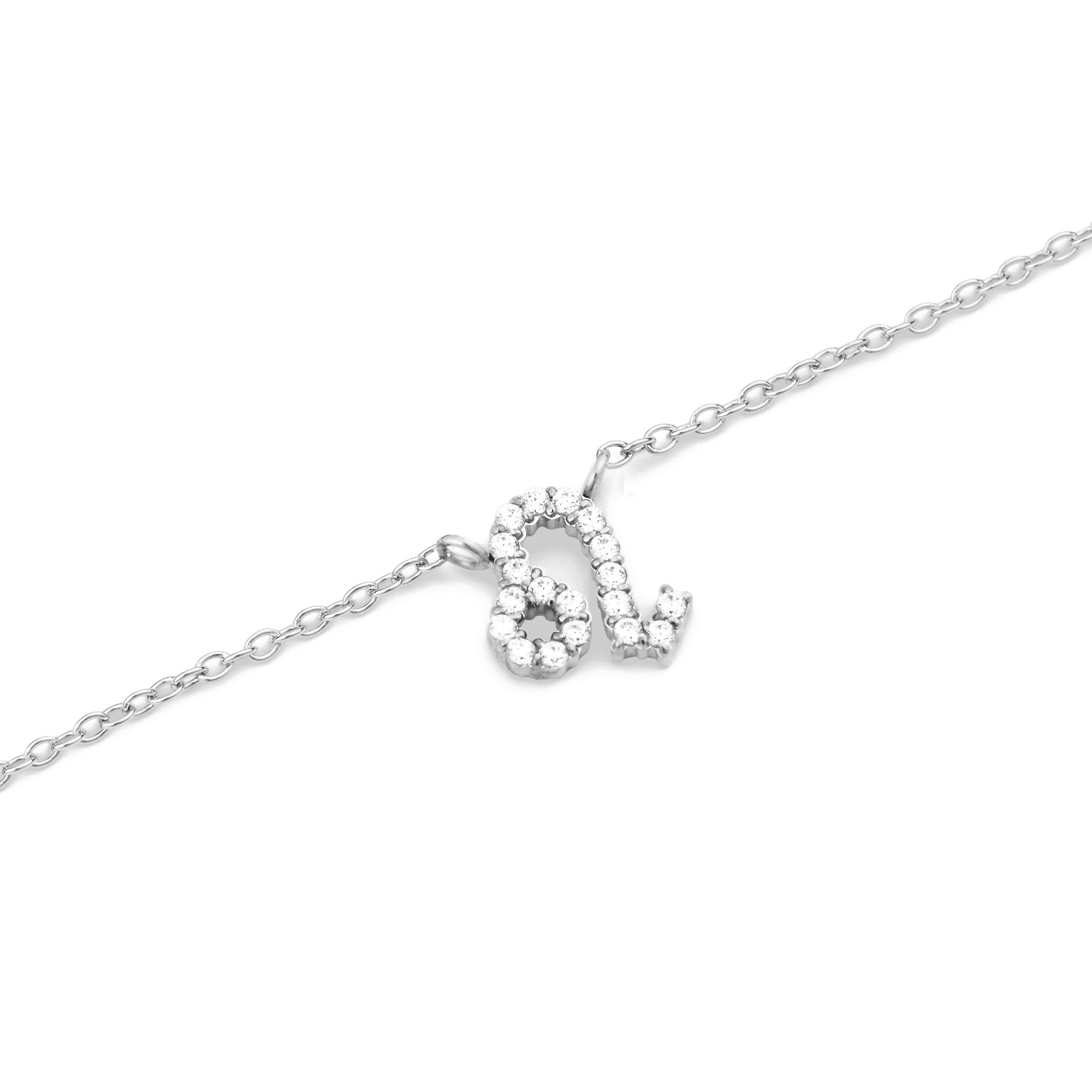 Crystal Zodiac Chain Necklace Silver