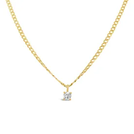 Curb Chain and Floating Diamond Pendant