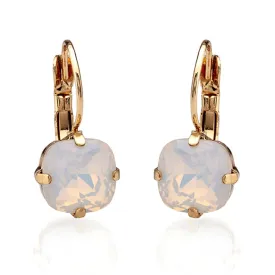 Cushion Cut White Opal Crystal Earrings