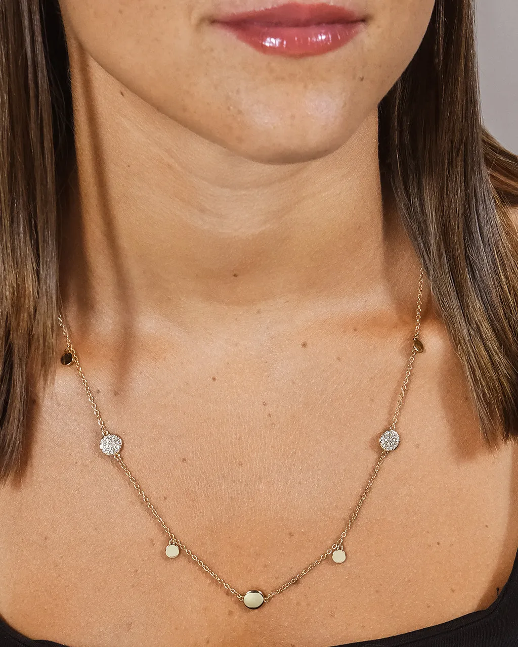 Delicate CZ Disk Station Necklace