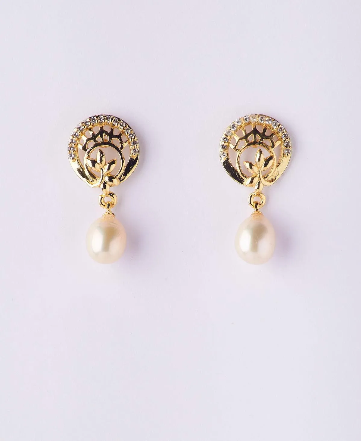 Delicate Stone Studded Pearl Hanging Earring