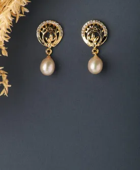 Delicate Stone Studded Pearl Hanging Earring