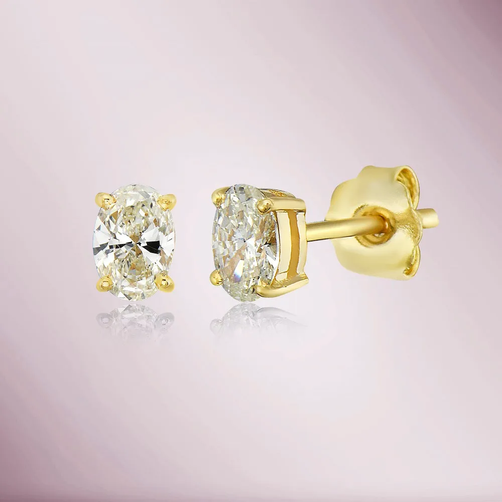 Diamond Oval Shape Studs Earrings (0.40 ct.) in 14K Gold