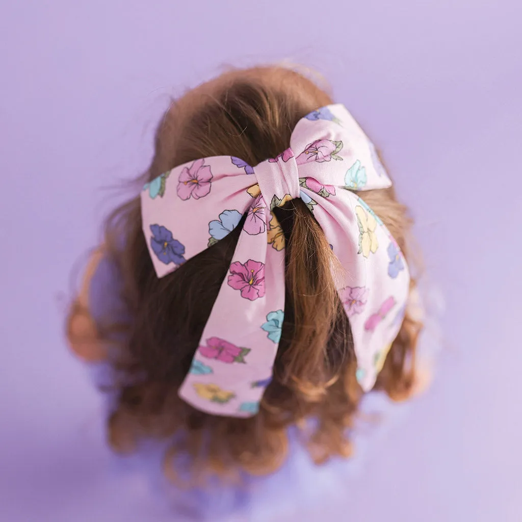 Disney Hibiscus Floral Luxe Bow Hair Clip