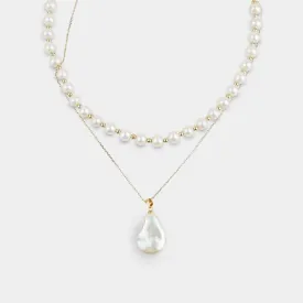 DOUBLE LOVE PEARL BEADED NECKLACE