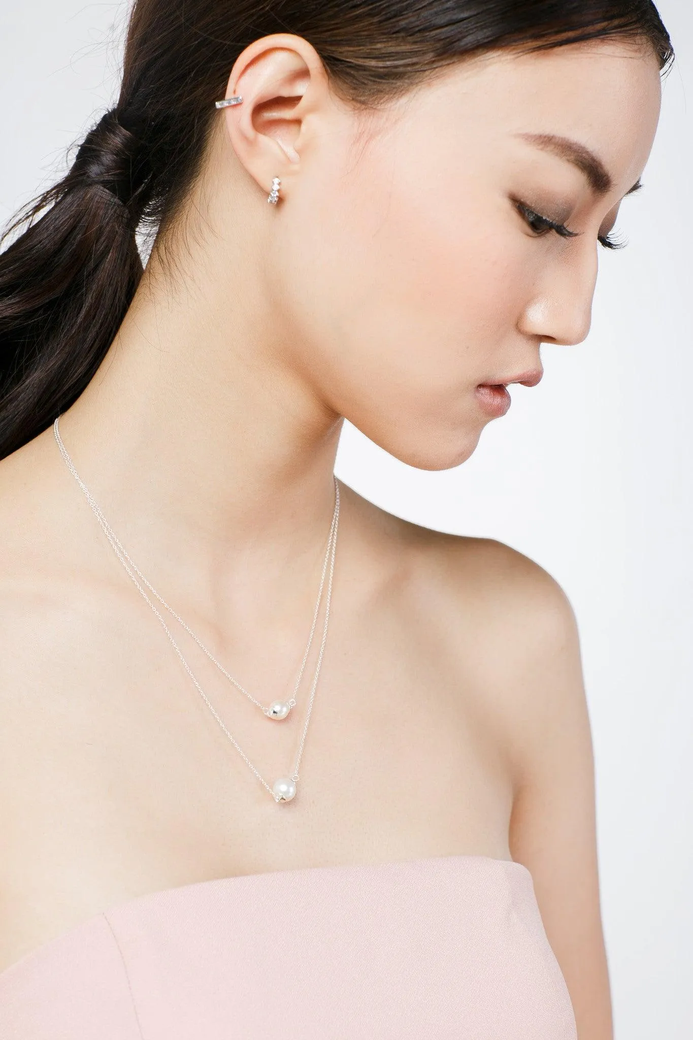 Double Pearl Pendant Necklace