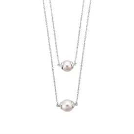 Double Pearl Pendant Necklace