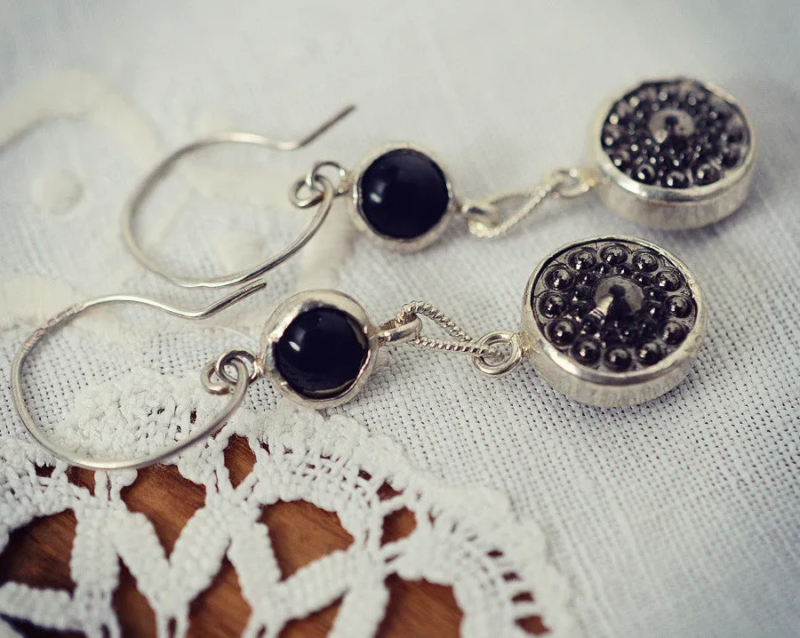 Drop set button earrings (one-off)