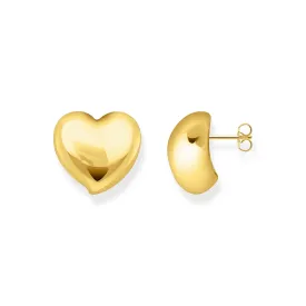 Ear studs in heart-shape gold