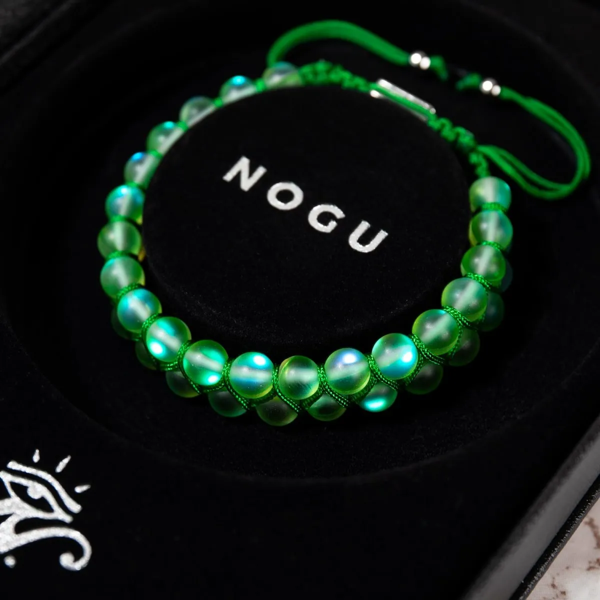 Emerald | Silver | Double Mermaid Glass Bracelet