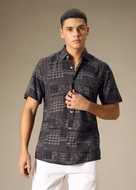 Ethnic Print Grey Shirt