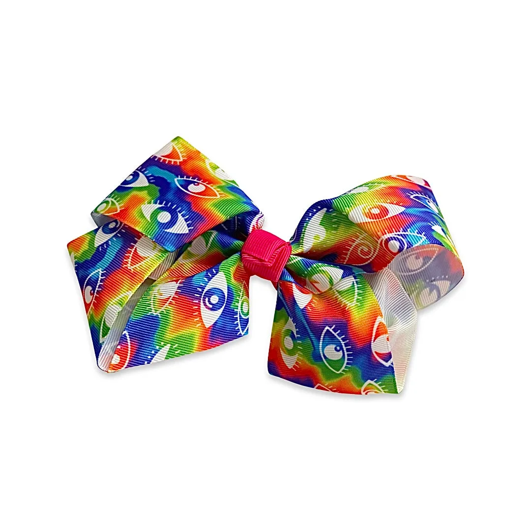 Evil Eye Ribbon Hair Bow Clip