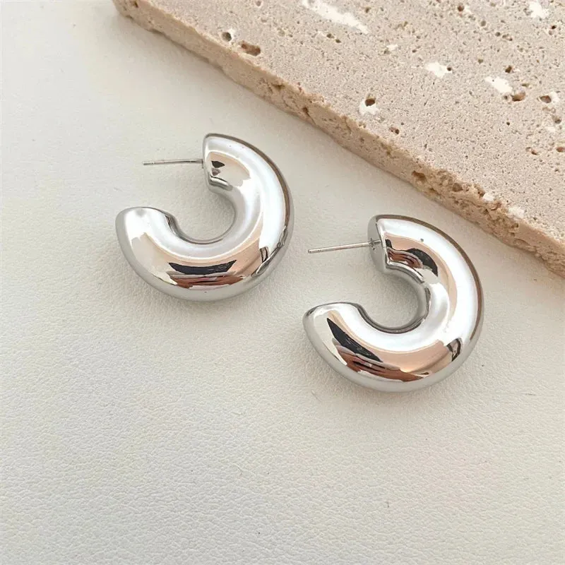 Exaggerate Big Round Circle Drop Women Dupes Chunky TearDrop Stainless Steel Earring