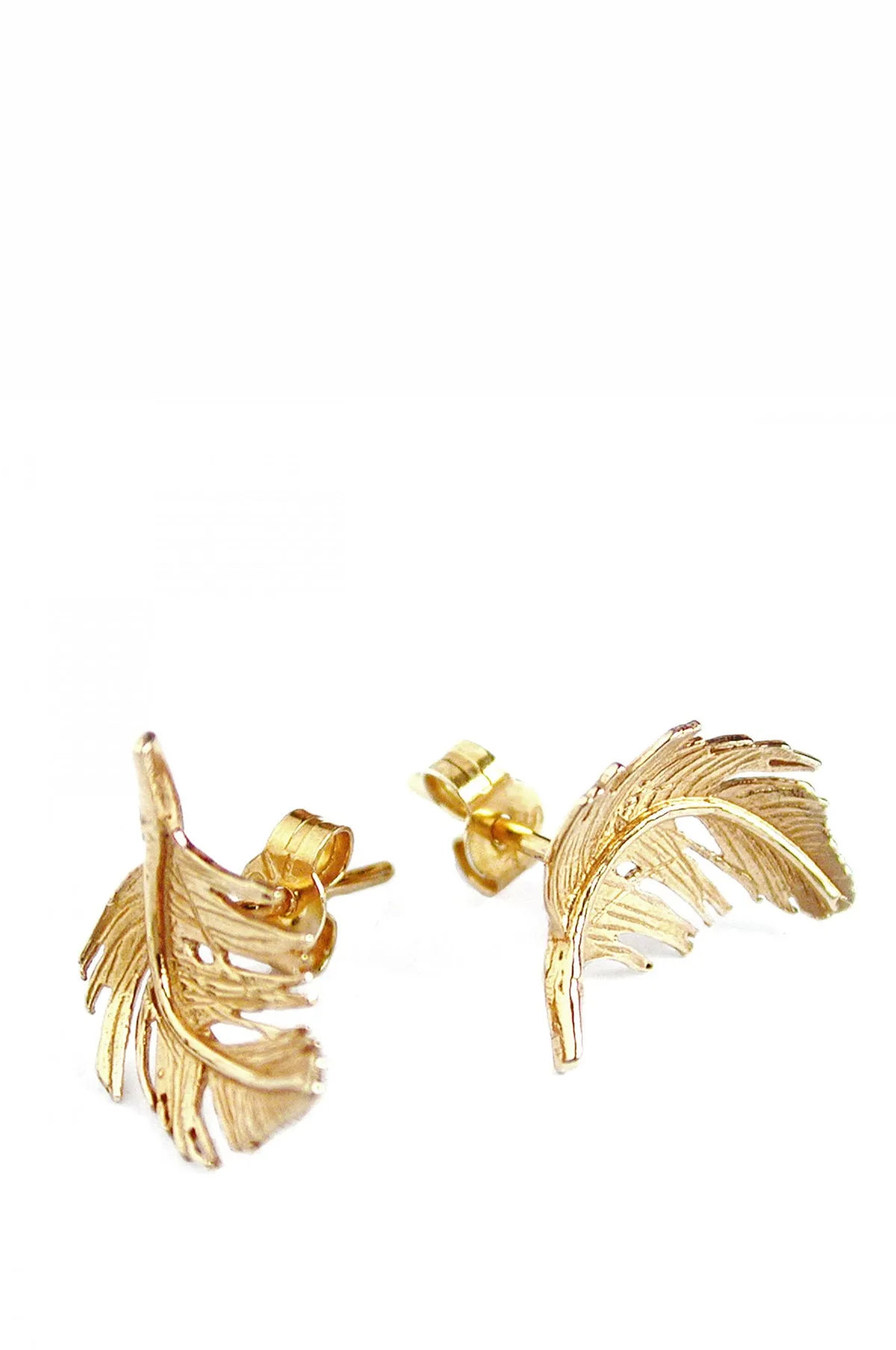 Feather Stud Earrings Gold