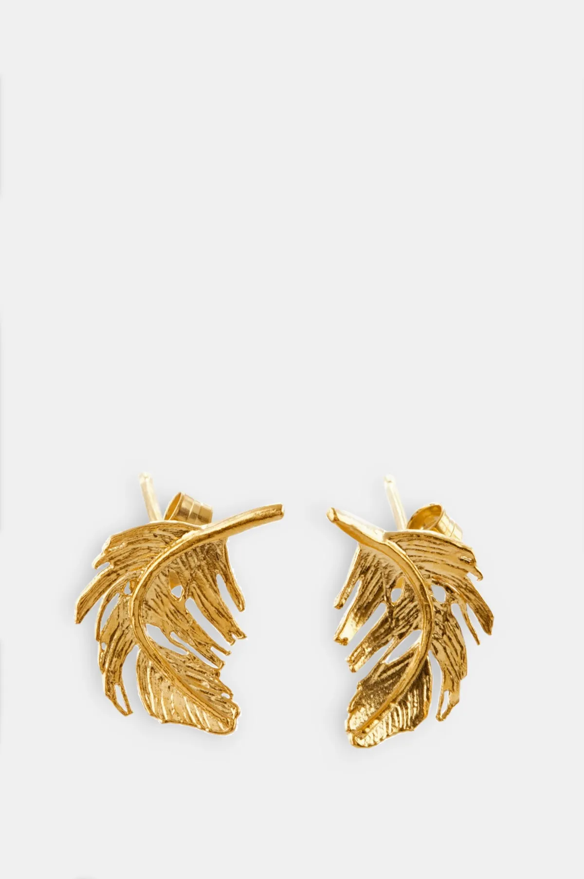 Feather Stud Earrings Gold