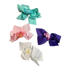 Flower Ribbon Hair Bow Clip