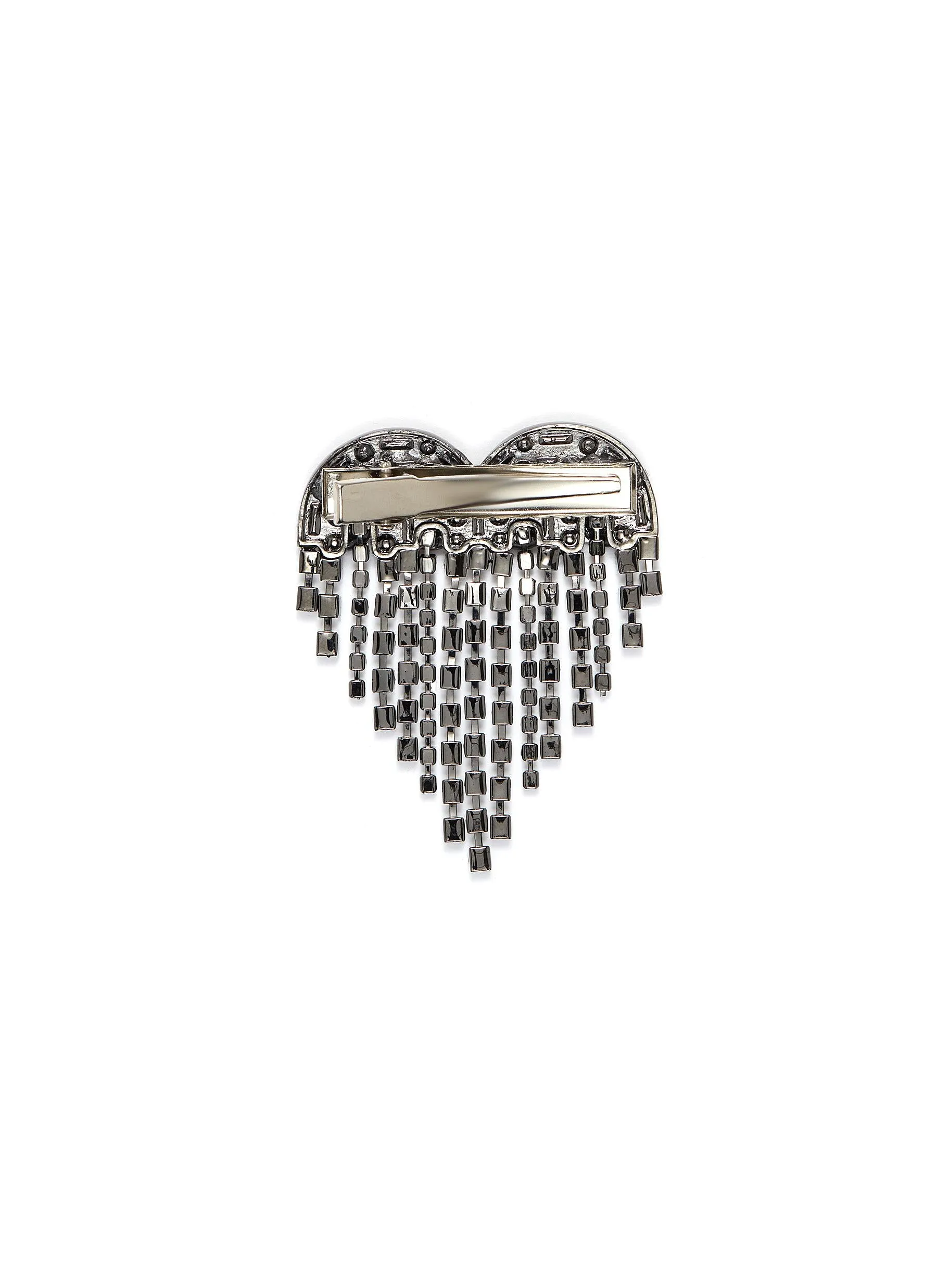 GLASS CRYSTAL FRINGE HEART HAIR CLIP