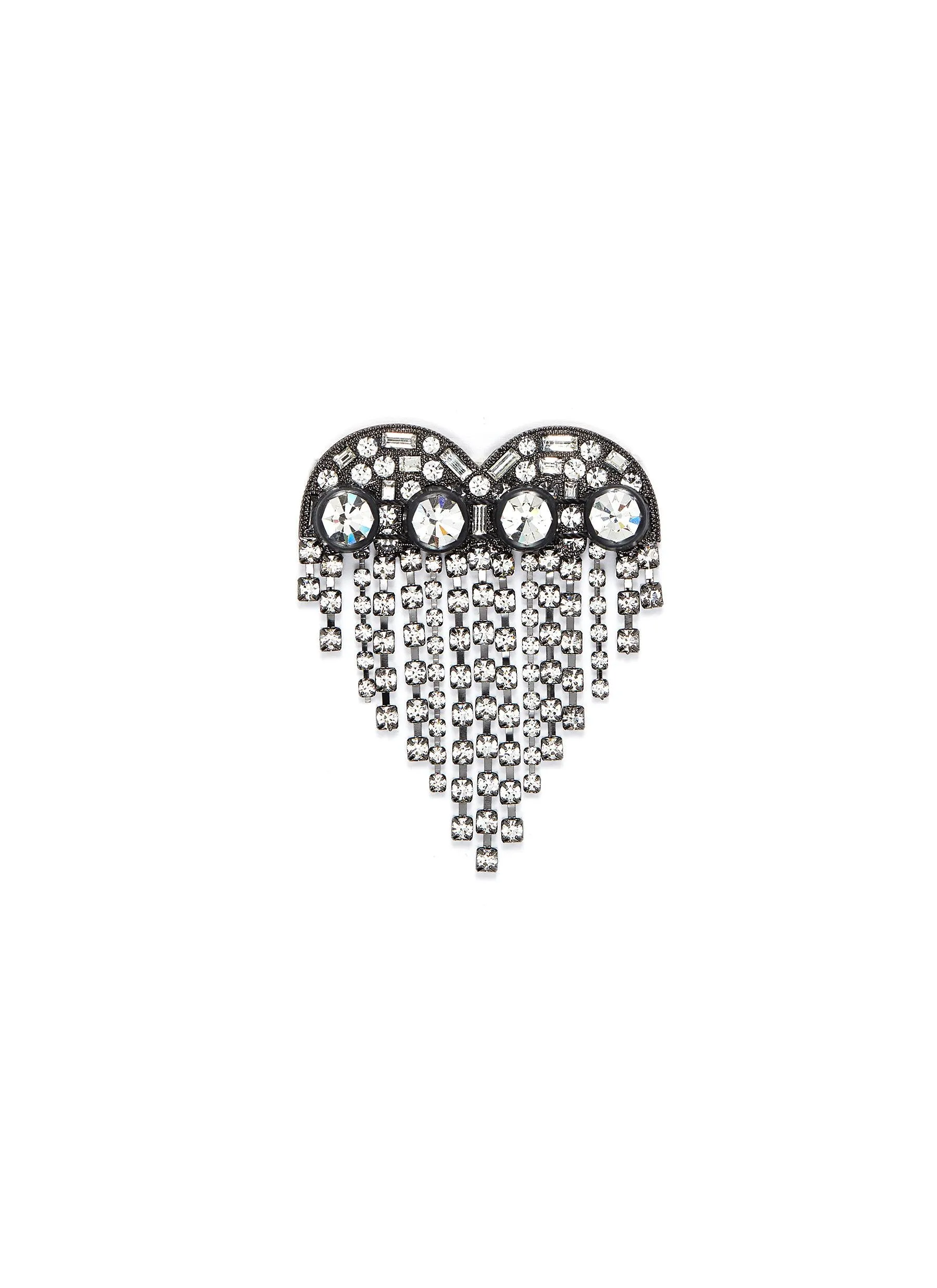 GLASS CRYSTAL FRINGE HEART HAIR CLIP