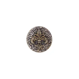 Gold & Enamel Button - Fleur Dis Lis - Silver & Gold