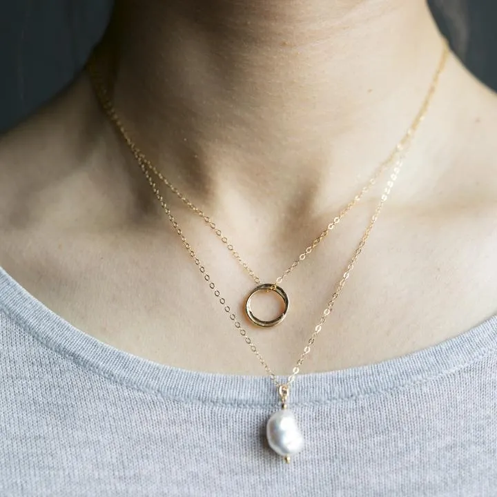 Gold Filled Baroque Pearl Pendant Necklace